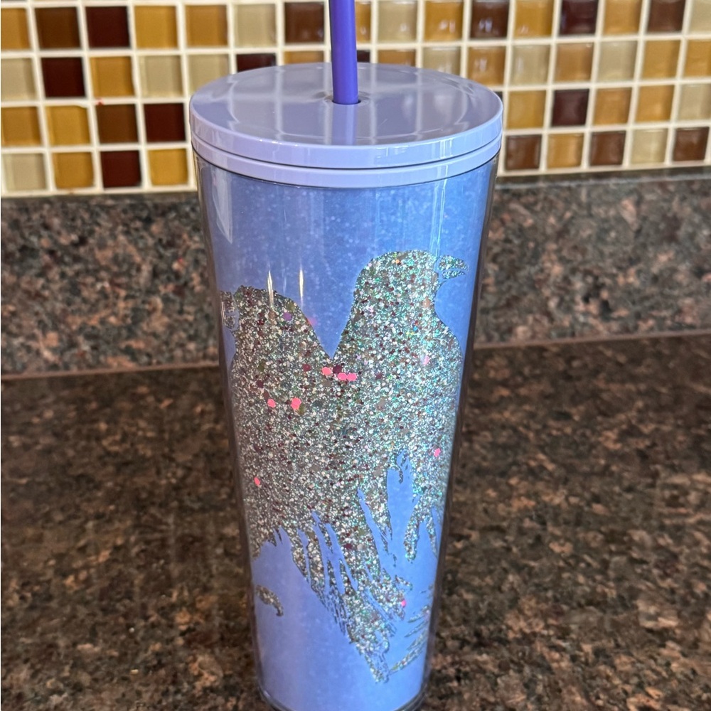 Purple Glitter Tumbler with Straw